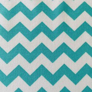 Fabric 33" X 43” Chevron Turquoise White Sewing Quilting Apparel Cotton #1B56